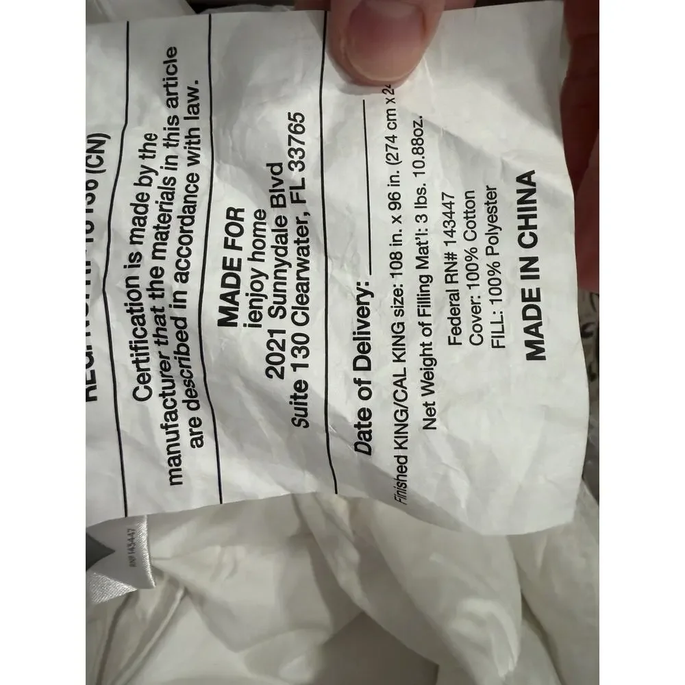 IEnjoy Home White Down Alternative King/cal Down Alternative Comforter NEW